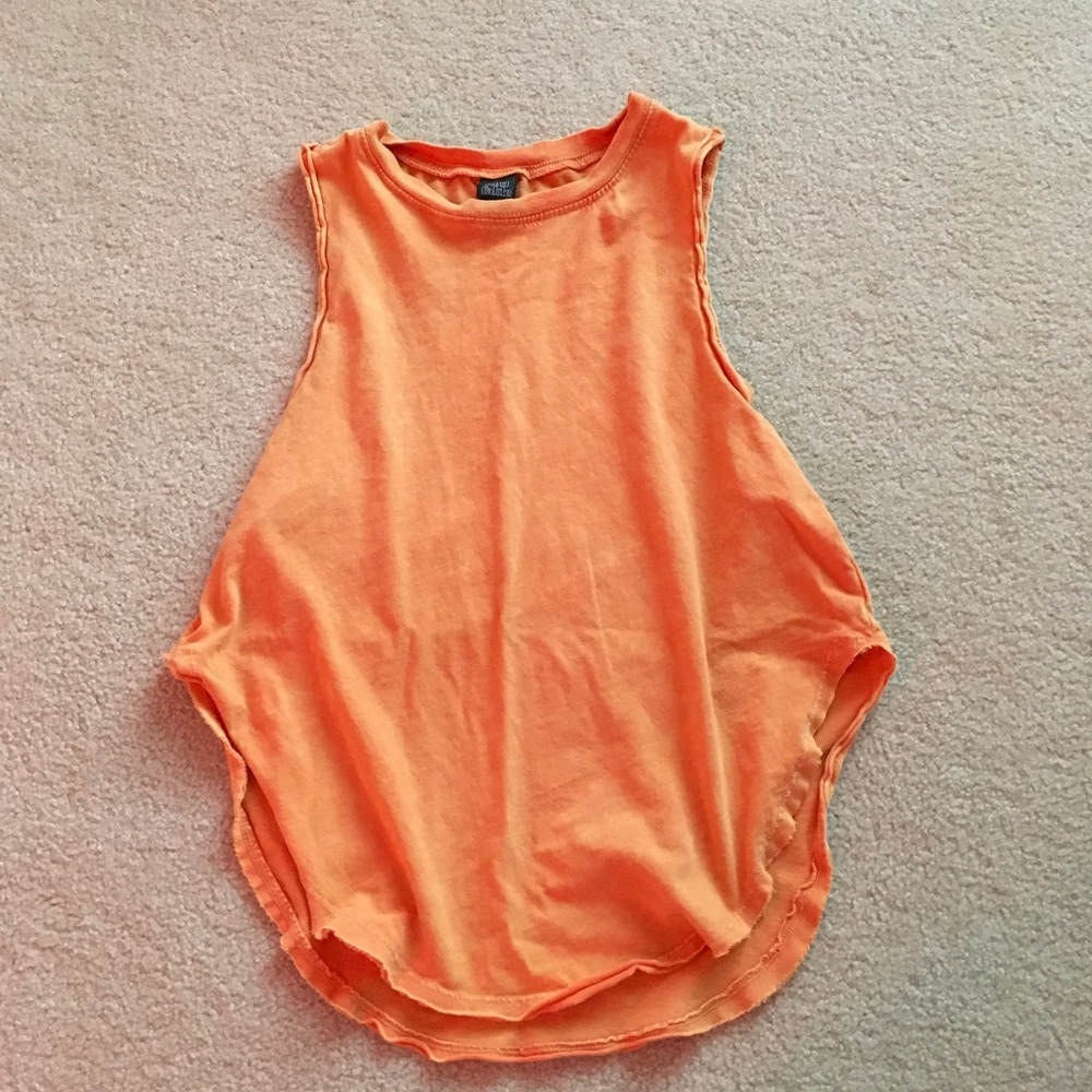 Orange women’s distressed tank top